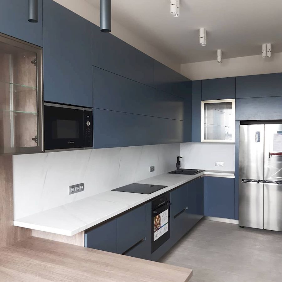 Белый кухонный гарнитур-Кухня МДФ в эмали «Модель 647»-фото1