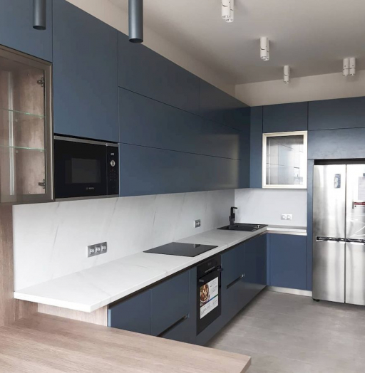 Белый кухонный гарнитур-Кухня МДФ в эмали «Модель 647»-фото8